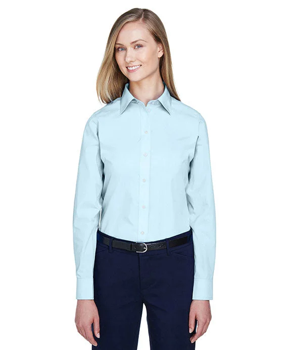 Women's cropped sweatshirt with a lace - trimmed hem for a romantic lookD620W - Devon & Jones Ladies Crown Woven Collection™ Solid Broadcloth Shirt | Crystal Blue Women's cropped sweatshirt with a lace - trimmed hem for a romantic lookD620W - Devon & Jones Ladies Crown Woven Collection™ Solid Broadcloth Shirt | Crystal Blue