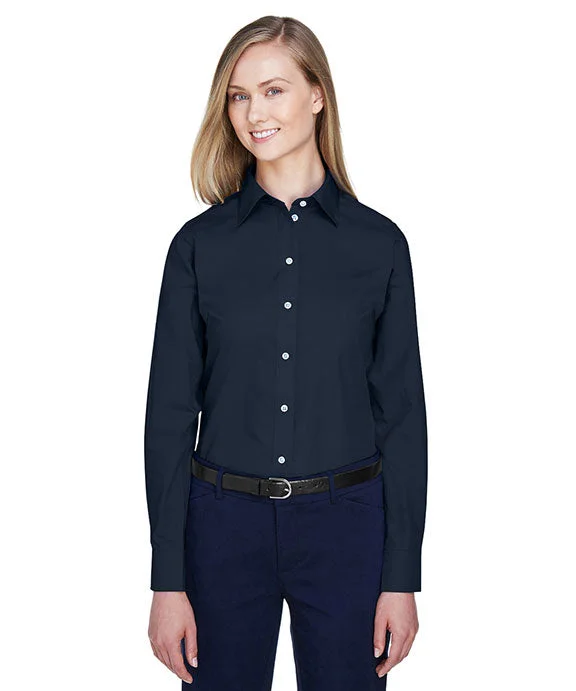 Women's hoodie with a kangaroo pocket and a pom - pom drawstring for added charmD620W - Devon & Jones Ladies Crown Woven Collection™ Solid Broadcloth Shirt | Navy Women's hoodie with a kangaroo pocket and a pom - pom drawstring for added charmD620W - Devon & Jones Ladies Crown Woven Collection™ Solid Broadcloth Shirt | Navy