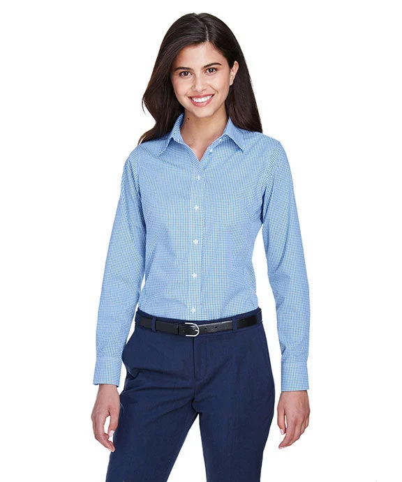 Women's quarter - zip sweatshirt made of organic cotton for eco - conscious fashionD640W - Devon & Jones Ladies Crown Woven Collection™ Gingham Check Shirt | French Blue Women's quarter - zip sweatshirt made of organic cotton for eco - conscious fashionD640W - Devon & Jones Ladies Crown Woven Collection™ Gingham Check Shirt | French Blue