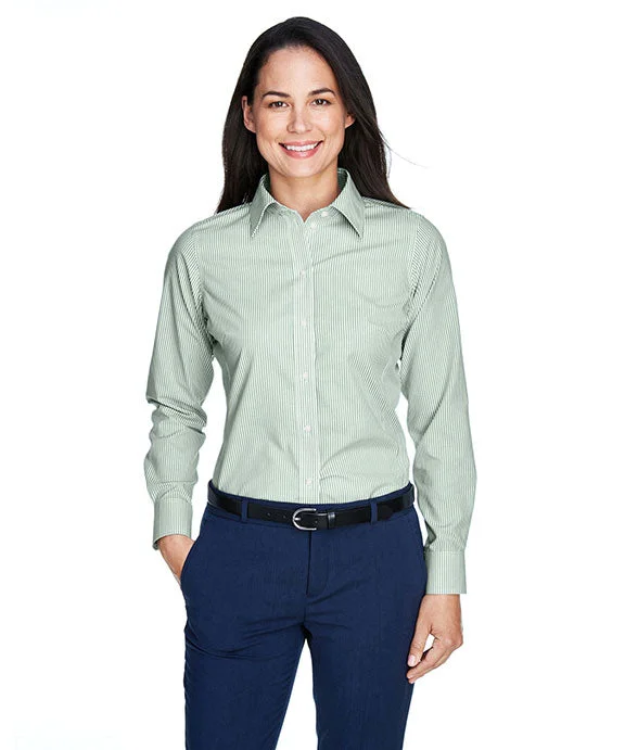Women's long - sleeve cropped sweatshirt with ribbed cuffs for a snug fitD645W - Devon & Jones Ladies Crown Woven Collection™ Banker Stripe Shirt | Dill Women's long - sleeve cropped sweatshirt with ribbed cuffs for a snug fitD645W - Devon & Jones Ladies Crown Woven Collection™ Banker Stripe Shirt | Dill