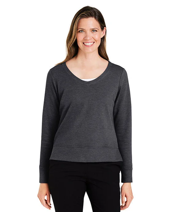 Women's pullover hoodie with a side slit for a modern and relaxed fitDG482W - Devon & Jones New Classics® Ladies Charleston Pullover Sweater | Black Melange Women's pullover hoodie with a side slit for a modern and relaxed fitDG482W - Devon & Jones New Classics® Ladies Charleston Pullover Sweater | Black Melange