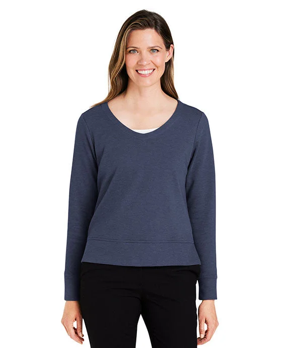 Women's sherpa - lined hoodie for extreme cold weather outdoor activitiesDG482W - Devon & Jones New Classics® Ladies Charleston Pullover Sweater | Navy Melange Women's sherpa - lined hoodie for extreme cold weather outdoor activitiesDG482W - Devon & Jones New Classics® Ladies Charleston Pullover Sweater | Navy Melange