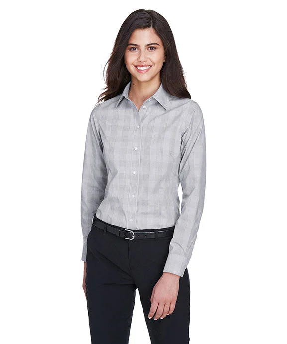 Women's tie - front hoodie in a lightweight fabric for summer layeringDG520W - Devon & Jones Ladies Crown Woven Collection™ Glen Plaid Women's tie - front hoodie in a lightweight fabric for summer layeringDG520W - Devon & Jones Ladies Crown Woven Collection™ Glen Plaid