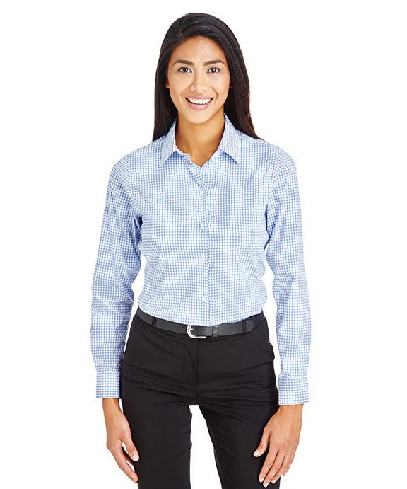 Women's quarter - zip sweatshirt made of organic cotton for eco - conscious fashionDG540W - Devon & Jones CrownLux Performance™ Ladies Micro Windowpane Shirt | French Blue/White Women's quarter - zip sweatshirt made of organic cotton for eco - conscious fashionDG540W - Devon & Jones CrownLux Performance™ Ladies Micro Windowpane Shirt | French Blue/White