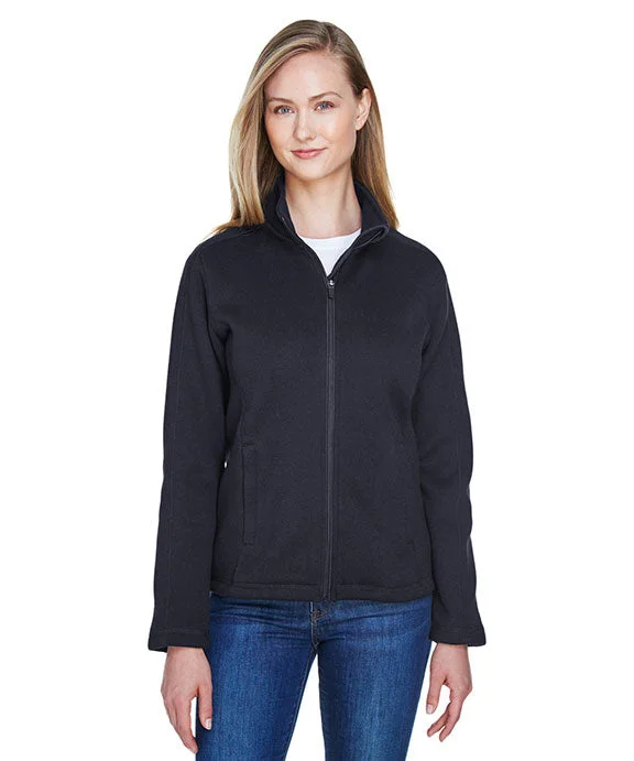 Women's graphic - printed sweatshirt featuring floral patterns for a feminine touchDG793W - Devon & Jones Ladies Bristol Full-Zip Sweater Fleece Jacket | Black Women's graphic - printed sweatshirt featuring floral patterns for a feminine touchDG793W - Devon & Jones Ladies Bristol Full-Zip Sweater Fleece Jacket | Black