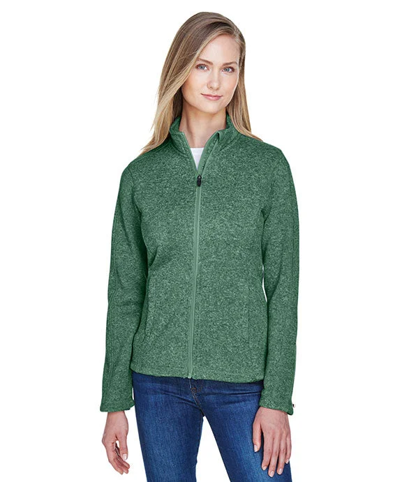 Women's fleece - lined hoodie with thumbholes for warmth in winterDG793W - Devon & Jones Ladies Bristol Full-Zip Sweater Fleece Jacket | Forest Heather Women's fleece - lined hoodie with thumbholes for warmth in winterDG793W - Devon & Jones Ladies Bristol Full-Zip Sweater Fleece Jacket | Forest Heather