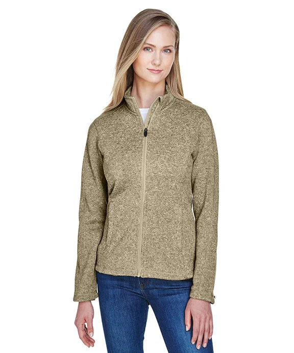 Women's oversized cropped hoodie with drawstrings for a trendy lookDG793W - Devon & Jones Ladies Bristol Full-Zip Sweater Fleece Jacket | Khaki Heather Women's oversized cropped hoodie with drawstrings for a trendy lookDG793W - Devon & Jones Ladies Bristol Full-Zip Sweater Fleece Jacket | Khaki Heather