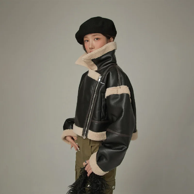 Women's long - line cardigan jackets in a soft knit for a cozy and elegant lookCollar Leather Crop Jacket Women's long - line cardigan jackets in a soft knit for a cozy and elegant lookCollar Leather Crop Jacket