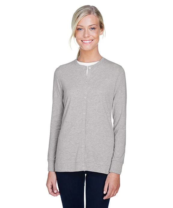 Women's tie - front hoodie in a lightweight fabric for summer layeringDP181W - Devon & Jones Ladies Perfect Fit™ Ribbon Cardigan | Grey Heather Women's tie - front hoodie in a lightweight fabric for summer layeringDP181W - Devon & Jones Ladies Perfect Fit™ Ribbon Cardigan | Grey Heather