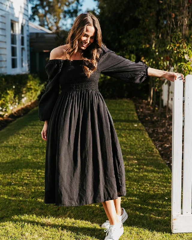 Lace - Embellished Women Dress for an Elegant and Sophisticated AppearanceElm Dusk Midi Dress Black Lace - Embellished Women Dress for an Elegant and Sophisticated AppearanceElm Dusk Midi Dress Black