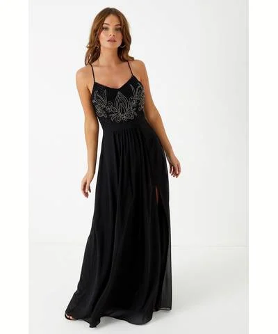 Shift Women Dress with a Simple and Classic Design for Everyday WearEmbellished Maxi Dress Black Shift Women Dress with a Simple and Classic Design for Everyday WearEmbellished Maxi Dress Black