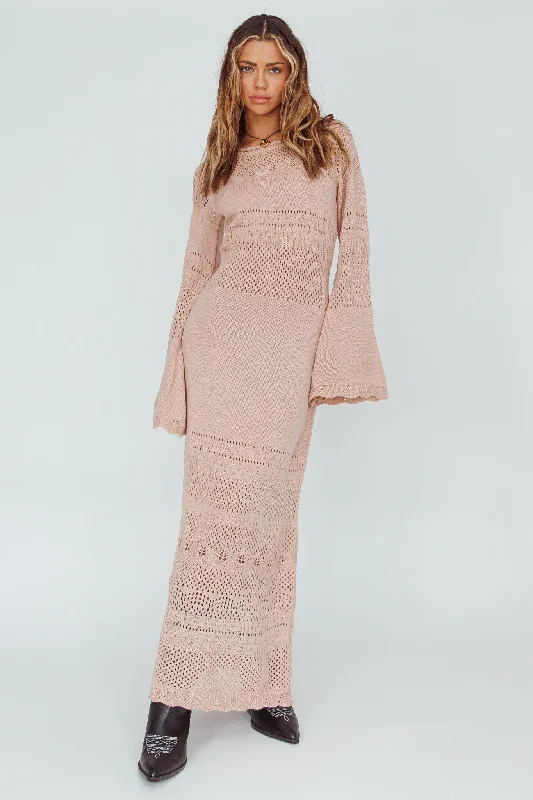 Little Black Women Dress with Sequins for a Glamorous Night OutGail Long Sleeve Crochet Maxi Dress Blush Little Black Women Dress with Sequins for a Glamorous Night OutGail Long Sleeve Crochet Maxi Dress Blush