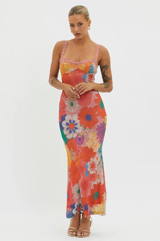 Mermaid - Style Women Dress with a Fitted Silhouette for Special OccasionsGirl Power Lace Strap Maxi Dress Orange Mermaid - Style Women Dress with a Fitted Silhouette for Special OccasionsGirl Power Lace Strap Maxi Dress Orange