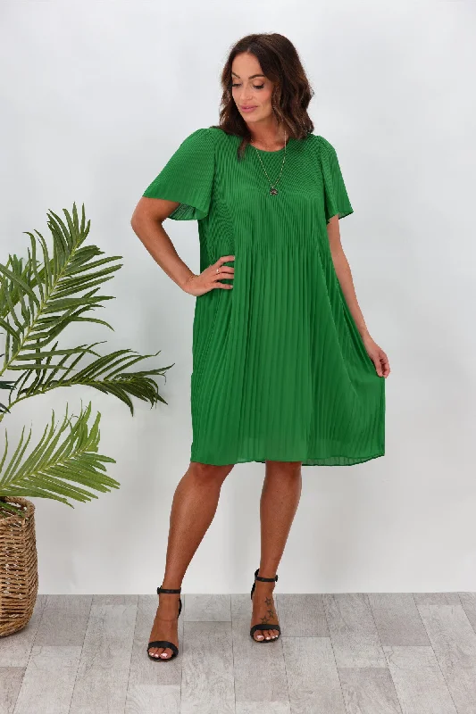 Little Black Women Dress with Sequins for a Glamorous Night OutGloss by Shine On Gigi Micro Pleated Dress Emerald