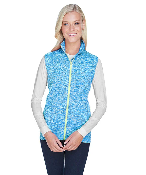 Women's cropped sweatshirt with a lace - trimmed hem for a romantic lookJA8625 - J America Ladies Lasic Cosmic Fleece Vest | Electric Blue/Neon Green Women's cropped sweatshirt with a lace - trimmed hem for a romantic lookJA8625 - J America Ladies Lasic Cosmic Fleece Vest | Electric Blue/Neon Green