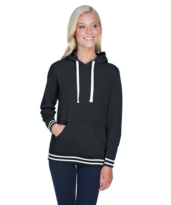 Women's mock - neck sweatshirt made of moisture - wicking material for fitness useJA8651 - J America Ladies Relay Hooded Sweatshirt | Black Women's mock - neck sweatshirt made of moisture - wicking material for fitness useJA8651 - J America Ladies Relay Hooded Sweatshirt | Black