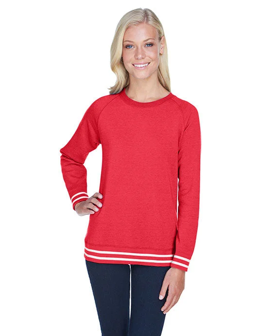 Women's zip - front sweatshirt with contrast stitching for a sporty aestheticJA8652 - J America Ladies Relay Crewneck Sweatshirt | Red Women's zip - front sweatshirt with contrast stitching for a sporty aestheticJA8652 - J America Ladies Relay Crewneck Sweatshirt | Red