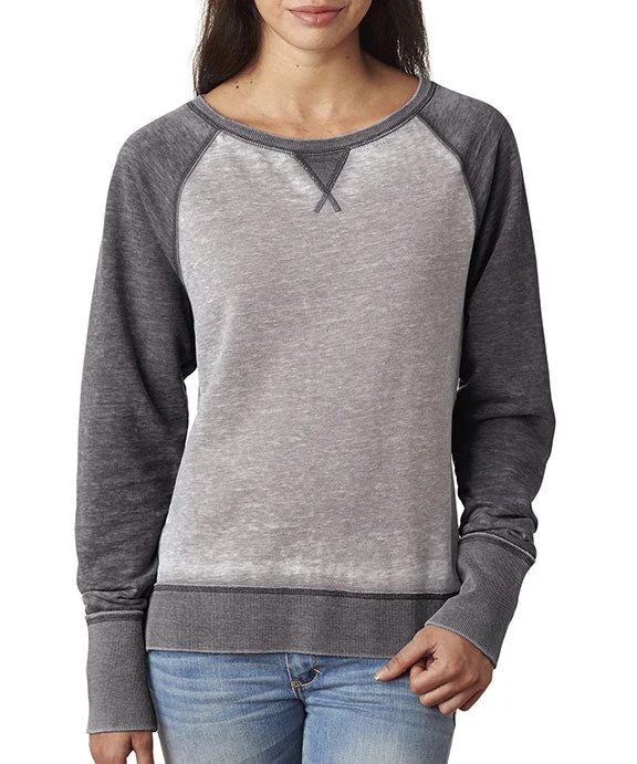 Women's crew - neck sweatshirt in a heather gray shade for a classic and versatile optionJA8927 - J America Ladies Zen Contrast Crewneck Sweatshirt | Cement/Dark Smoke Women's crew - neck sweatshirt in a heather gray shade for a classic and versatile optionJA8927 - J America Ladies Zen Contrast Crewneck Sweatshirt | Cement/Dark Smoke