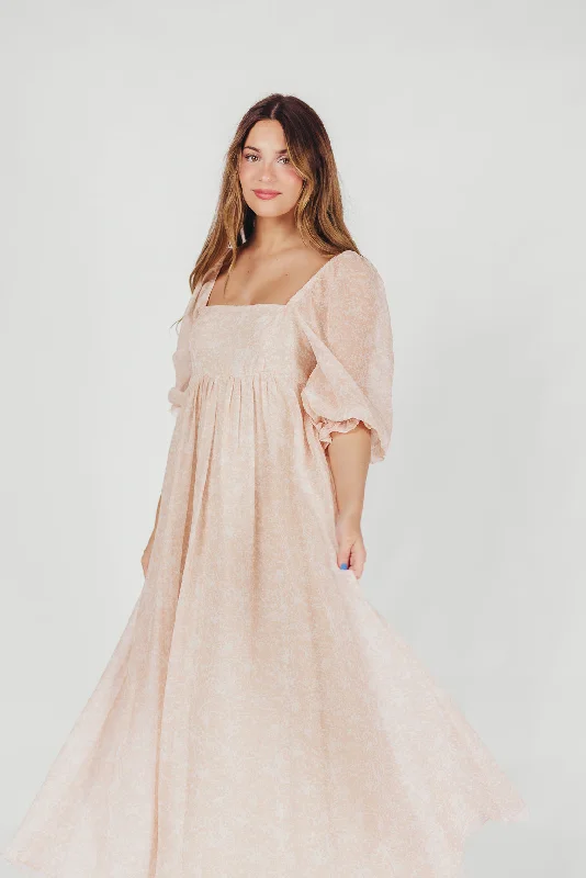 Lace - Embellished Women Dress for an Elegant and Sophisticated Appearance*New* Mona Maxi Dress with Smocking in Light Peach - Bump Friendly & Inclusive Sizing (S-3XL) Lace - Embellished Women Dress for an Elegant and Sophisticated Appearance*New* Mona Maxi Dress with Smocking in Light Peach - Bump Friendly & Inclusive Sizing (S-3XL)