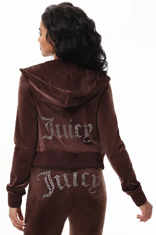 Women's long - sleeve cropped sweatshirt with ribbed cuffs for a snug fitOG Big Bling Velour Hoodie Women's long - sleeve cropped sweatshirt with ribbed cuffs for a snug fitOG Big Bling Velour Hoodie