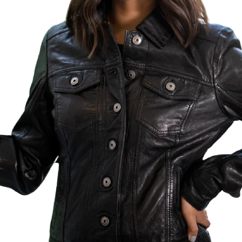 Women's cropped leather jackets with silver zippers for a punk - inspired outfitLeather Jacket For Women Made off Lambskin/Sheep Leather Women's cropped leather jackets with silver zippers for a punk - inspired outfitLeather Jacket For Women Made off Lambskin/Sheep Leather