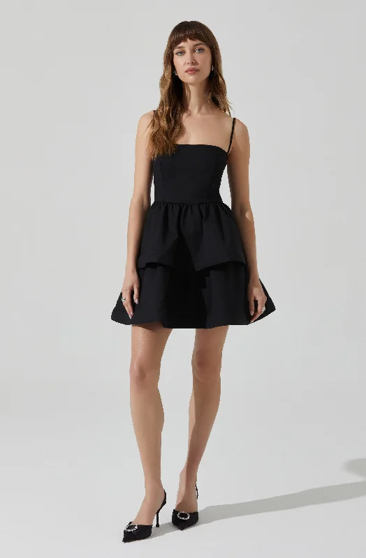 Off - the - Shoulder Women Dress for a Romantic and Feminine LookLeola Tiered Skater Mini Dress Off - the - Shoulder Women Dress for a Romantic and Feminine LookLeola Tiered Skater Mini Dress