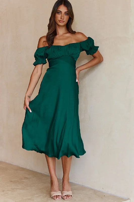Backless Women Dress for a Sexy and Alluring Look at Evening EventsLinka Off-Shoulder Tie Back Midi Dress Forest Green Backless Women Dress for a Sexy and Alluring Look at Evening EventsLinka Off-Shoulder Tie Back Midi Dress Forest Green