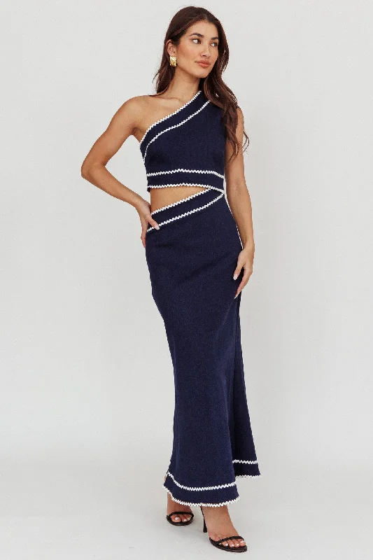 Halter Neck Women Dress to Show Off the Shoulders and NecklineMahli One-Shoulder Cut-Out Maxi Dress Dark Denim