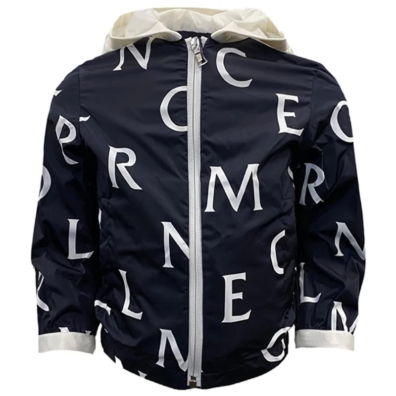 Women's cropped down jackets in bold colors for a sporty and fashionable winter outfitMoncler Navy Tupeti Giubbotto Jacket