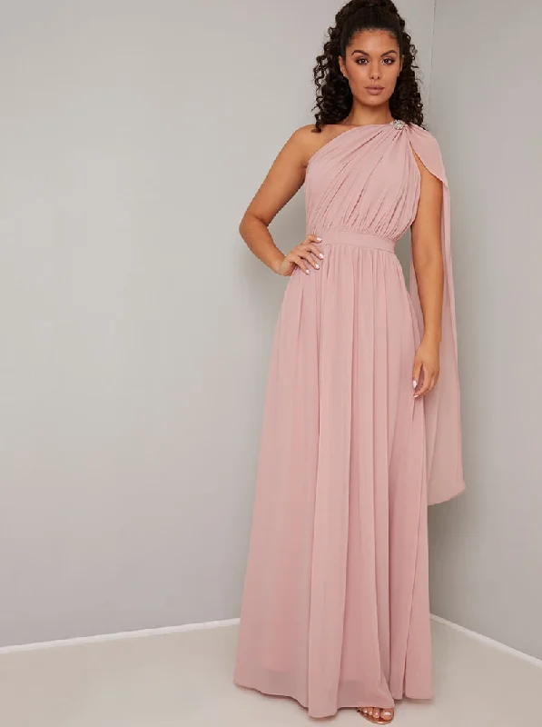 Strapless Women Dress with a Built - in Bra for Comfort and SupportPetrina One Shoulder Embellished Maxi Dress Strapless Women Dress with a Built - in Bra for Comfort and SupportPetrina One Shoulder Embellished Maxi Dress