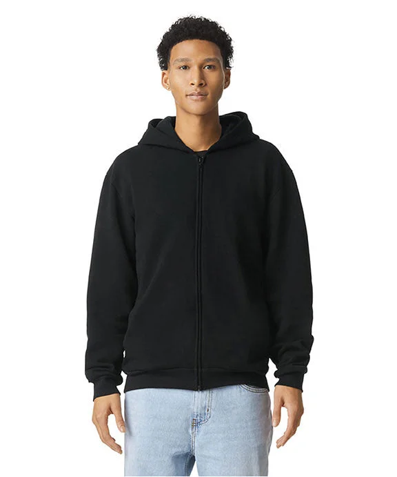 RF497 - American Apparel ReFlex Fleece Unisex Full Zip Hoodie | Black