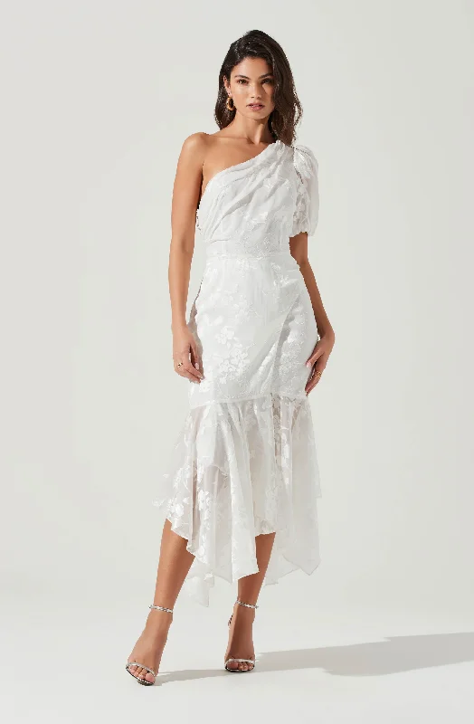 Strapless Women Dress with a Built - in Bra for Comfort and SupportSantorini One Shoulder Floral Midi Dress Strapless Women Dress with a Built - in Bra for Comfort and SupportSantorini One Shoulder Floral Midi Dress
