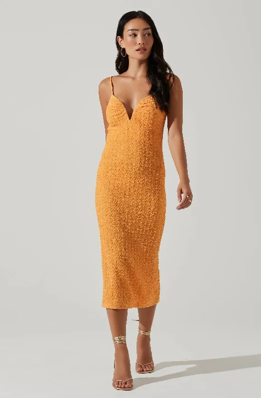 Mermaid - Style Women Dress with a Fitted Silhouette for Special OccasionsSigny Textured Midi Dress Mermaid - Style Women Dress with a Fitted Silhouette for Special OccasionsSigny Textured Midi Dress