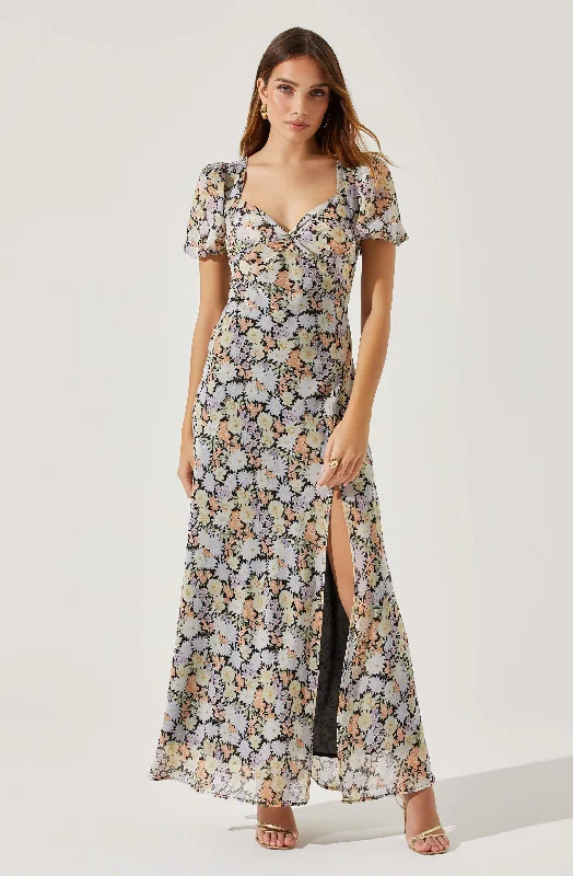 Shift Women Dress with a Simple and Classic Design for Everyday WearSweetheart Neck Floral Twist Bust Maxi Dress