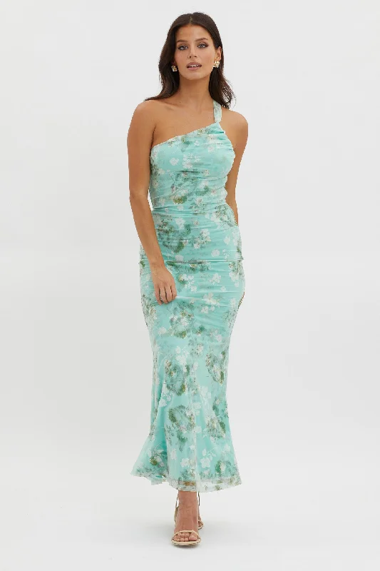 Halter Neck Women Dress to Show Off the Shoulders and NecklineTatum One-Shoulder Mesh Maxi Dress Sage