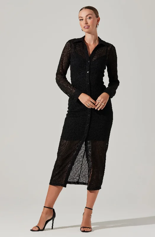 Plus Size Women Dress with a Flattering A - Line Cut for Comfort and StyleTawna Open Stitch Midi Dress