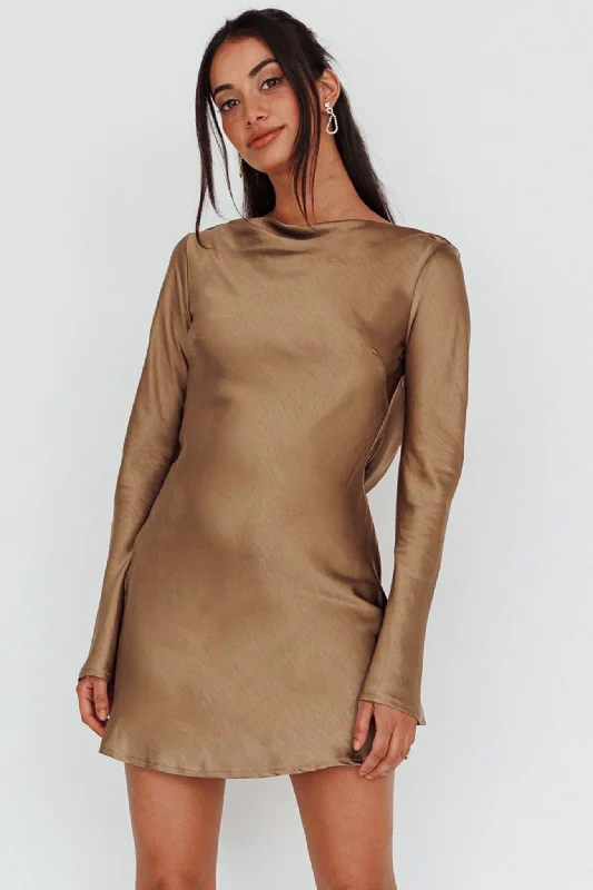 Mermaid - Style Women Dress with a Fitted Silhouette for Special OccasionsThank Me Later Long Sleeve Diamante Rope Dress Olive Mermaid - Style Women Dress with a Fitted Silhouette for Special OccasionsThank Me Later Long Sleeve Diamante Rope Dress Olive