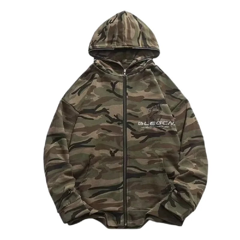 Women's crew - neck sweatshirt in a heather gray shade for a classic and versatile optionVintage Camouflage Lettering Hoodie Women's crew - neck sweatshirt in a heather gray shade for a classic and versatile optionVintage Camouflage Lettering Hoodie