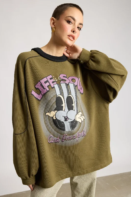 Women's military - style jackets with epaulets for a tough and fashionable appearanceWomen's Oversized Lively Sweatshirt Women's military - style jackets with epaulets for a tough and fashionable appearanceWomen's Oversized Lively Sweatshirt