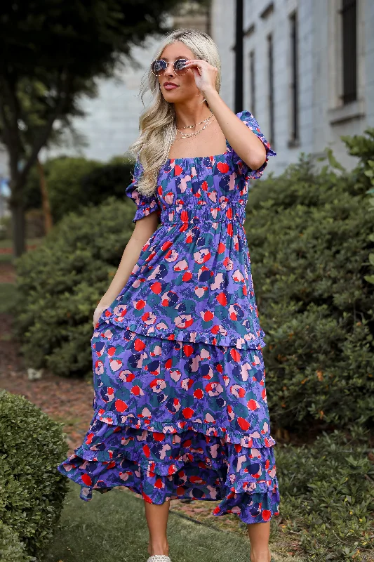 Empire Waist Women Dress to Accentuate the Bust and Conceal the WaistWonderfully Sweet Purple Floral Maxi Dress Empire Waist Women Dress to Accentuate the Bust and Conceal the WaistWonderfully Sweet Purple Floral Maxi Dress