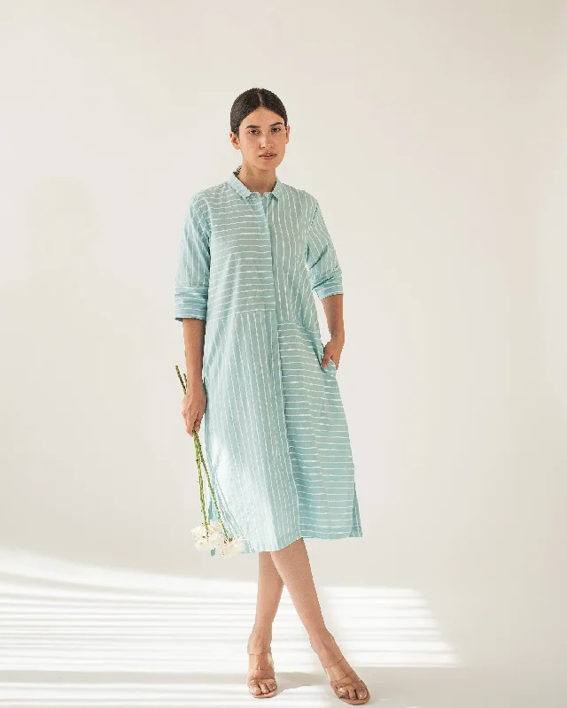 Ruffled Women Dress with Multiple Layers for a Playful and Girly Style Ruffled Women Dress with Multiple Layers for a Playful and Girly Style Blue Stripe Shirt Dress