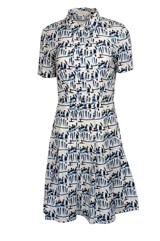 Wrap - Style Women Dress with Adjustable Fit for All Body Types Wrap - Style Women Dress with Adjustable Fit for All Body Types Tory Burch - White w/ Blue Abstract Figurine Print Poplin Dress Sz 6 Wrap - Style Women Dress with Adjustable Fit for All Body Types Wrap - Style Women Dress with Adjustable Fit for All Body Types Tory Burch - White w/ Blue Abstract Figurine Print Poplin Dress Sz 6