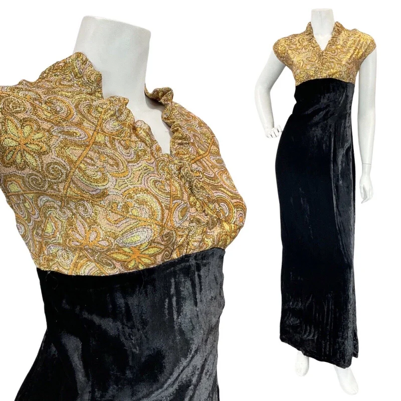 Little Black Women Dress with Sequins for a Glamorous Night Out Little Black Women Dress with Sequins for a Glamorous Night Out VINTAGE 60s 70s BLACK GOLD PSYCHEDELIC FLORAL VELVET MOD EMPIRE MAXI DRESS 12 14