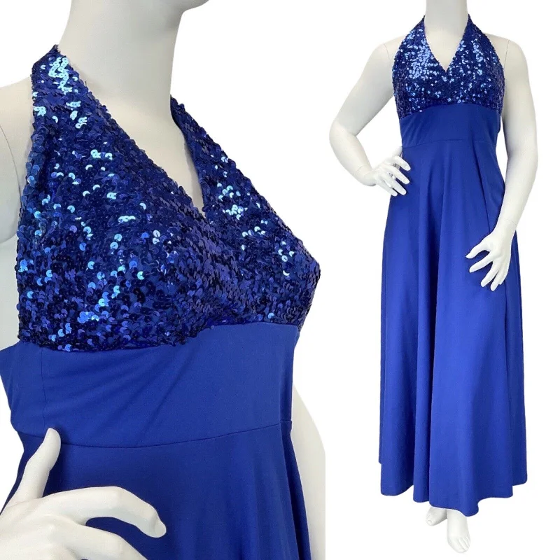 Empire Waist Women Dress to Accentuate the Bust and Conceal the Waist Empire Waist Women Dress to Accentuate the Bust and Conceal the Waist VINTAGE 60s 70s ROYAL BLUE SEQUIN HALTER DISCO STUDIO 54 MAXI DRESS 10 12 Empire Waist Women Dress to Accentuate the Bust and Conceal the Waist Empire Waist Women Dress to Accentuate the Bust and Conceal the Waist VINTAGE 60s 70s ROYAL BLUE SEQUIN HALTER DISCO STUDIO 54 MAXI DRESS 10 12