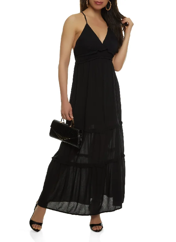Sheer maxi dresses with lace overlays for a romantic touchSleeveless Tiered Empire Waist Maxi Dress Sheer maxi dresses with lace overlays for a romantic touchSleeveless Tiered Empire Waist Maxi Dress