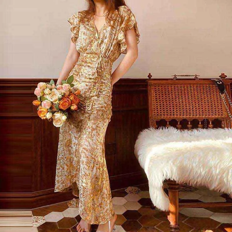 Maxi dresses with a gathered skirt for a voluminous and dramatic effectKittenAlarm - Caitriona Ruffle Sleeves Maxi Dress Maxi dresses with a gathered skirt for a voluminous and dramatic effectKittenAlarm - Caitriona Ruffle Sleeves Maxi Dress