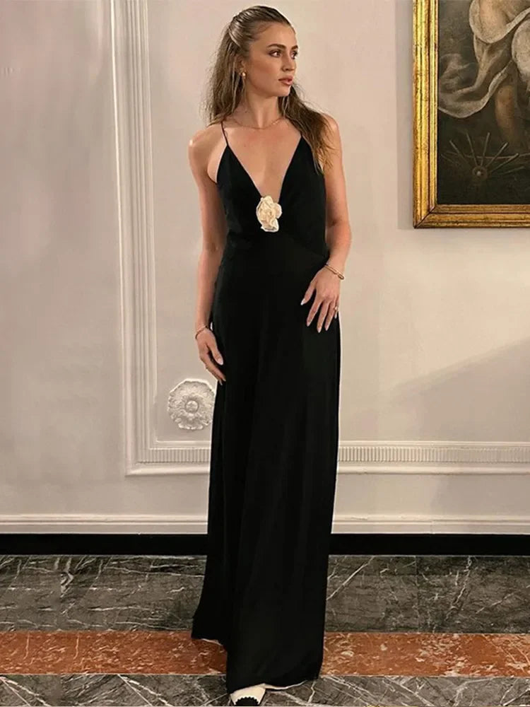 Maxi dresses with off - the - shoulder styles for a romantic and breezy look3D Flower Spaghetti Strap V-neck Backless Sleeveless Maxi Dresses 2024 Summer Ladies New Maxi Dress Maxi dresses with off - the - shoulder styles for a romantic and breezy look3D Flower Spaghetti Strap V-neck Backless Sleeveless Maxi Dresses 2024 Summer Ladies New Maxi Dress