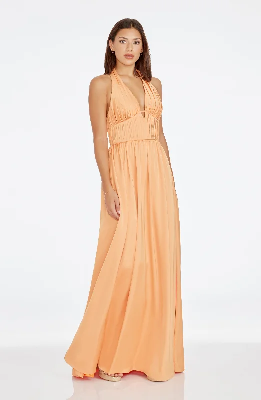 Maxi dresses with a criss - cross back for a flirty and unique detailRhea Gown