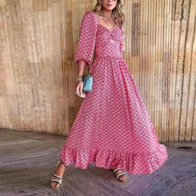 Ruffled maxi dresses with a tiered skirt for added volumeKittenAlarm - Ella Puff Sleeves Ruffle Hem Maxi Dress Ruffled maxi dresses with a tiered skirt for added volumeKittenAlarm - Ella Puff Sleeves Ruffle Hem Maxi Dress