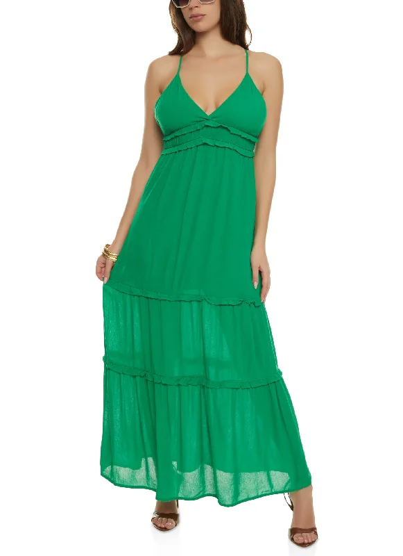 Maxi dresses with a halter neck for a stylish and sophisticated choiceSleeveless Tiered Empire Waist Maxi Dress Maxi dresses with a halter neck for a stylish and sophisticated choiceSleeveless Tiered Empire Waist Maxi Dress